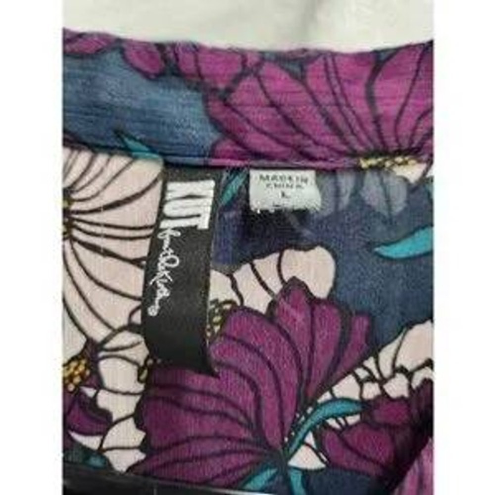 KUT from the Kloth Floral Button Up Blouse Womens Large Purple Sheer BOHO Office - Picture 3 of 11
